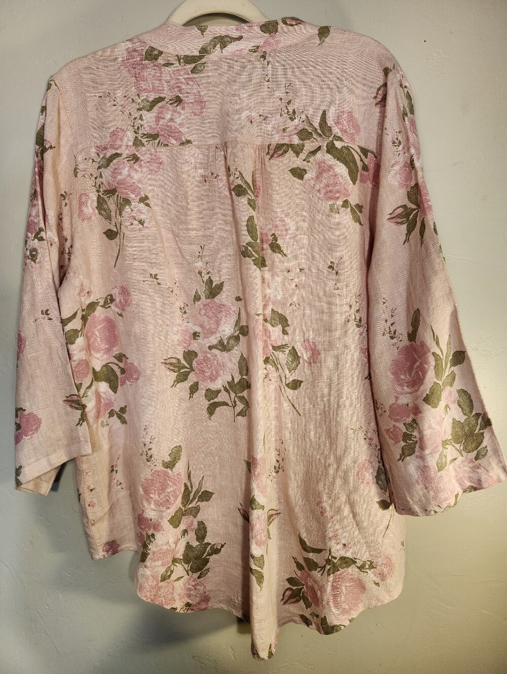 Tempo Paris Pink Rose Print Button-Front Tunic - Picture 5 of 9